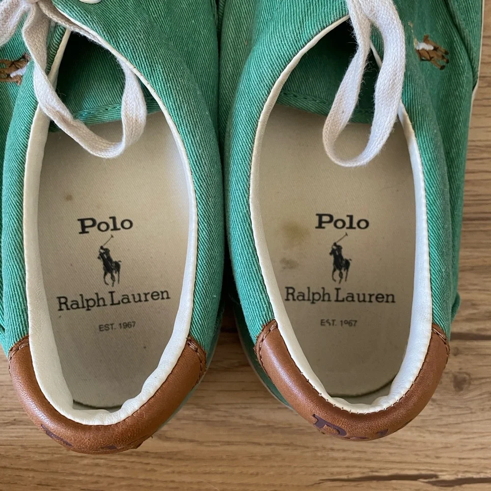 Ralph Lauren Green Canvas Boat Shoes - Size 10